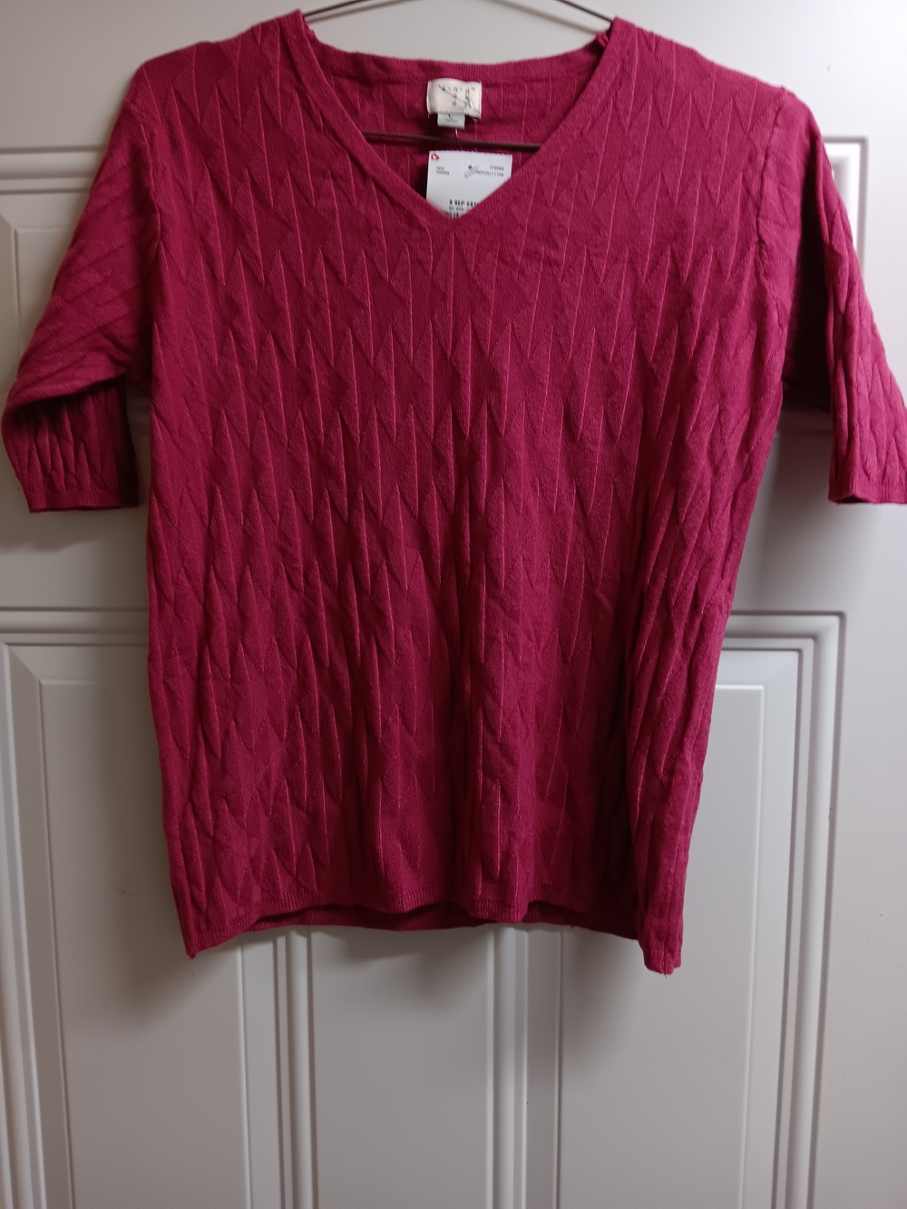 A New Day V-Neck Short Sleeve Sweater - Berry Pink